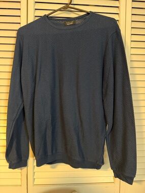 Zara Men's Textured Navy Crewneck Sweater